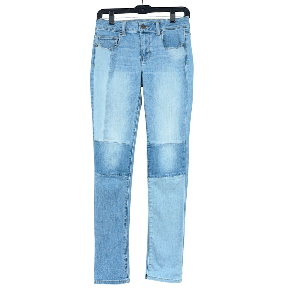 American Eagle Skinny Jeans‎ Womens 4 Regular Cotton Blend Blue Patchwork